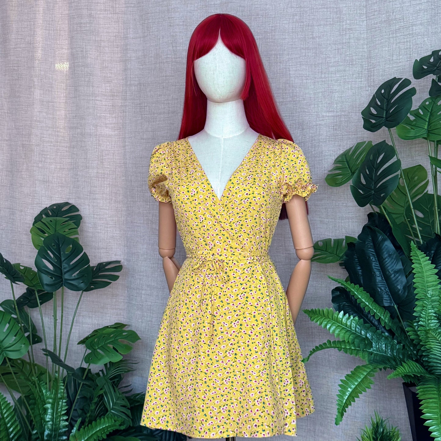 Floral Girl Mustard Yellow Wrap Dress