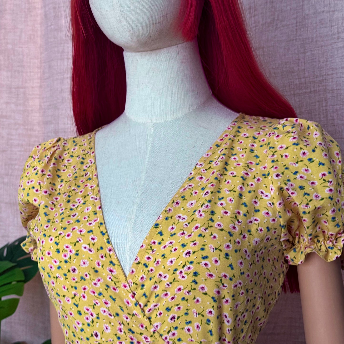 Floral Girl Mustard Yellow Wrap Dress
