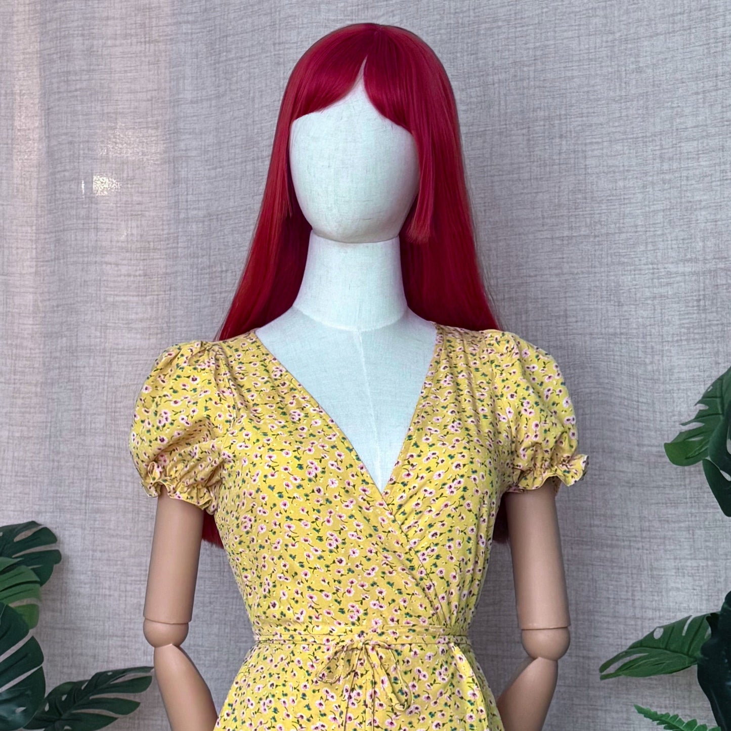 Floral Girl Mustard Yellow Wrap Dress