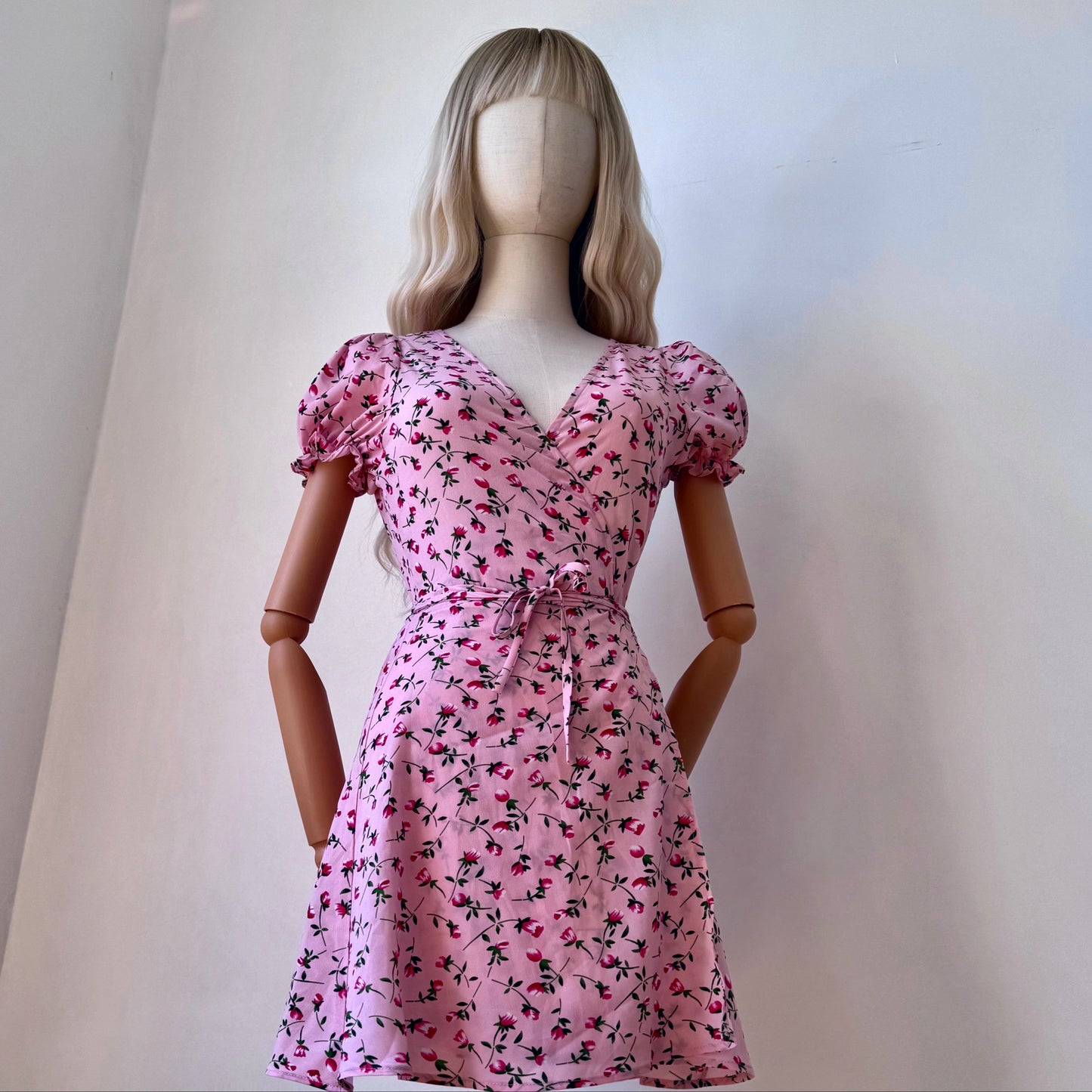 Floral Girl Pastel Pink Wrap Dress
