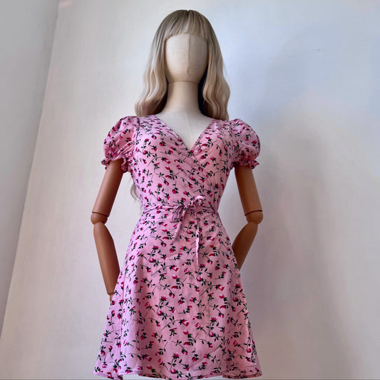 Floral Girl Pastel Pink Wrap Dress