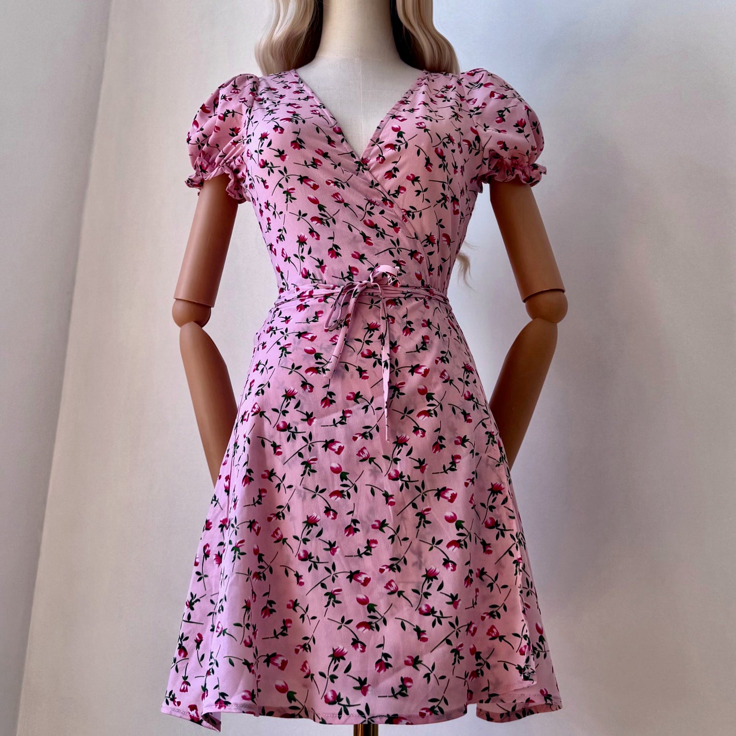 Floral Girl Pastel Pink Wrap Dress