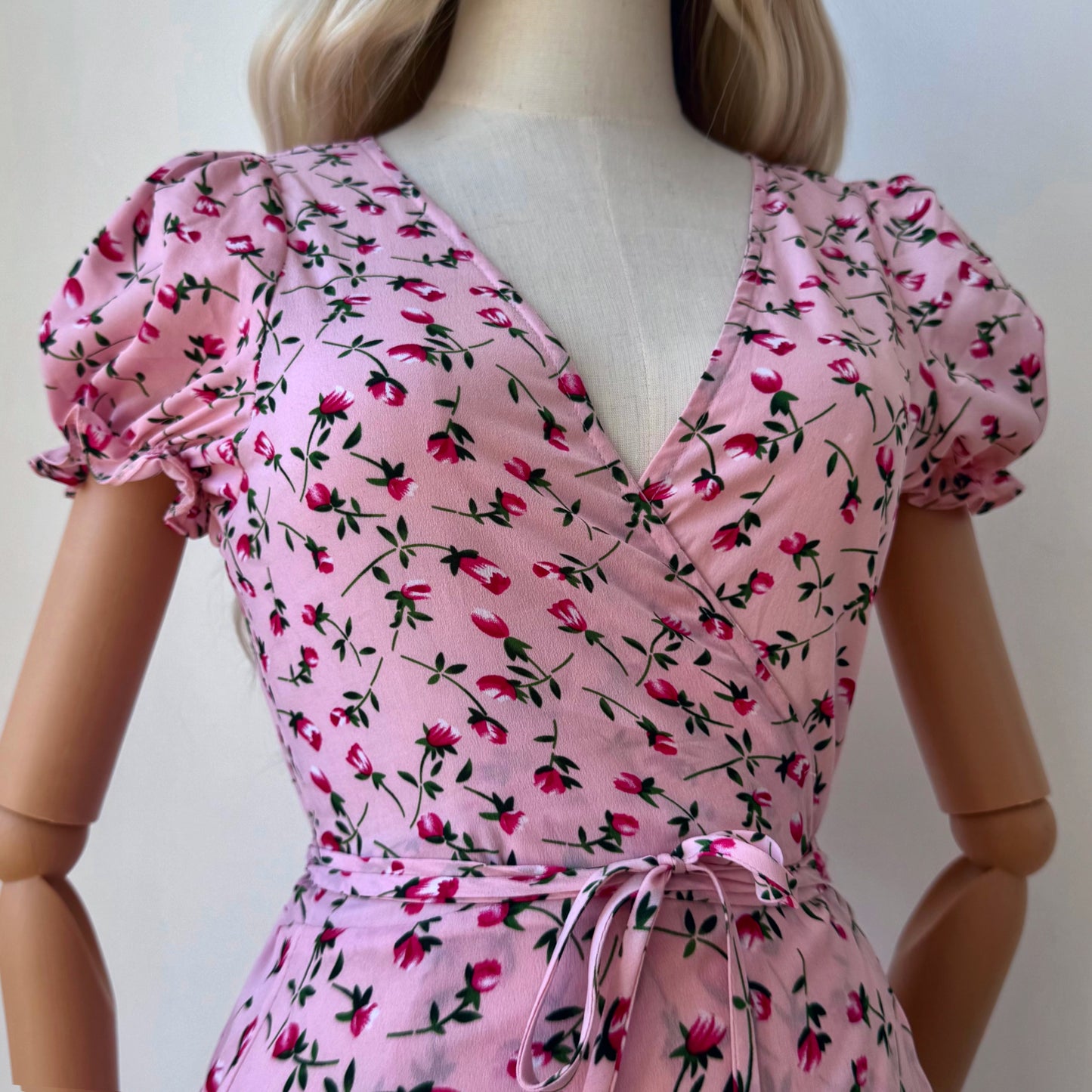 Floral Girl Pastel Pink Wrap Dress