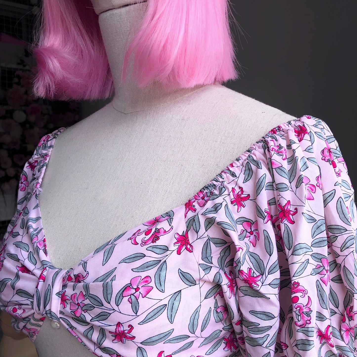 Floral Girl Pastel Puffy Sleeves Two Piece Set