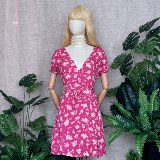 Floral Girl Pink Wrap Dress