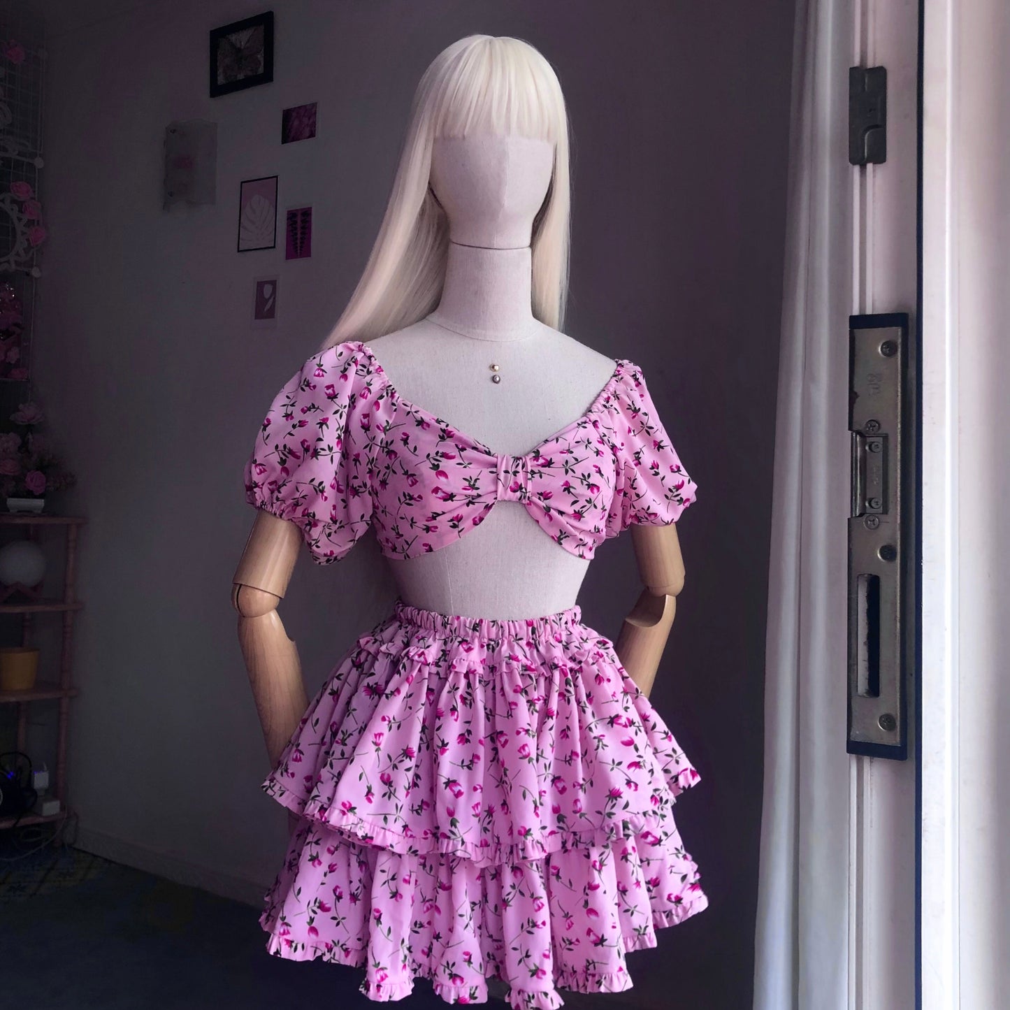 Floral Girl Puffy Sleeves Two Piece Set