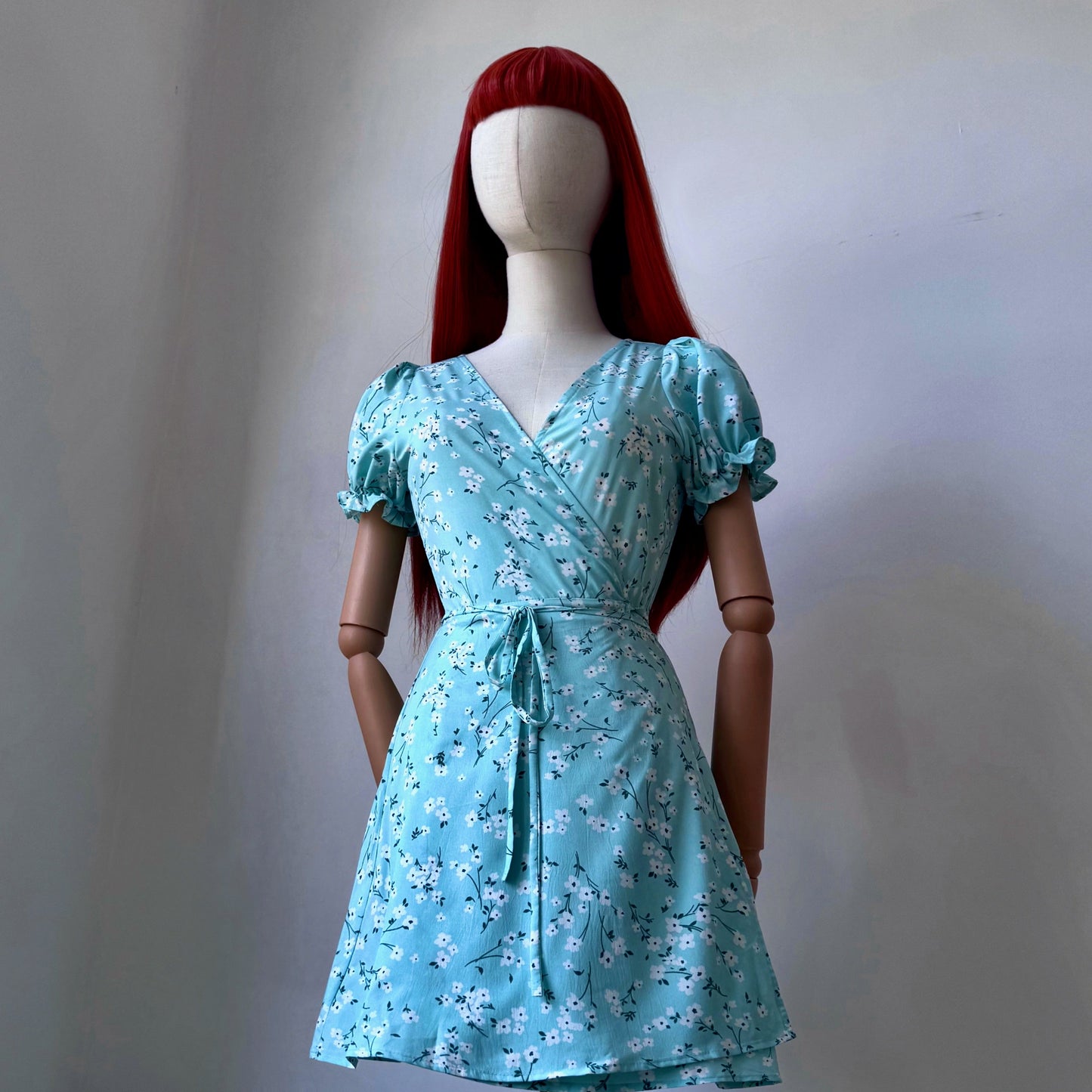 Floral Girl White And Blue Wrap Dress