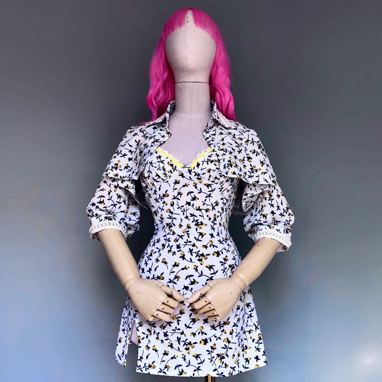 Floral Girl White Mini Flower Print Blouse Dress Set