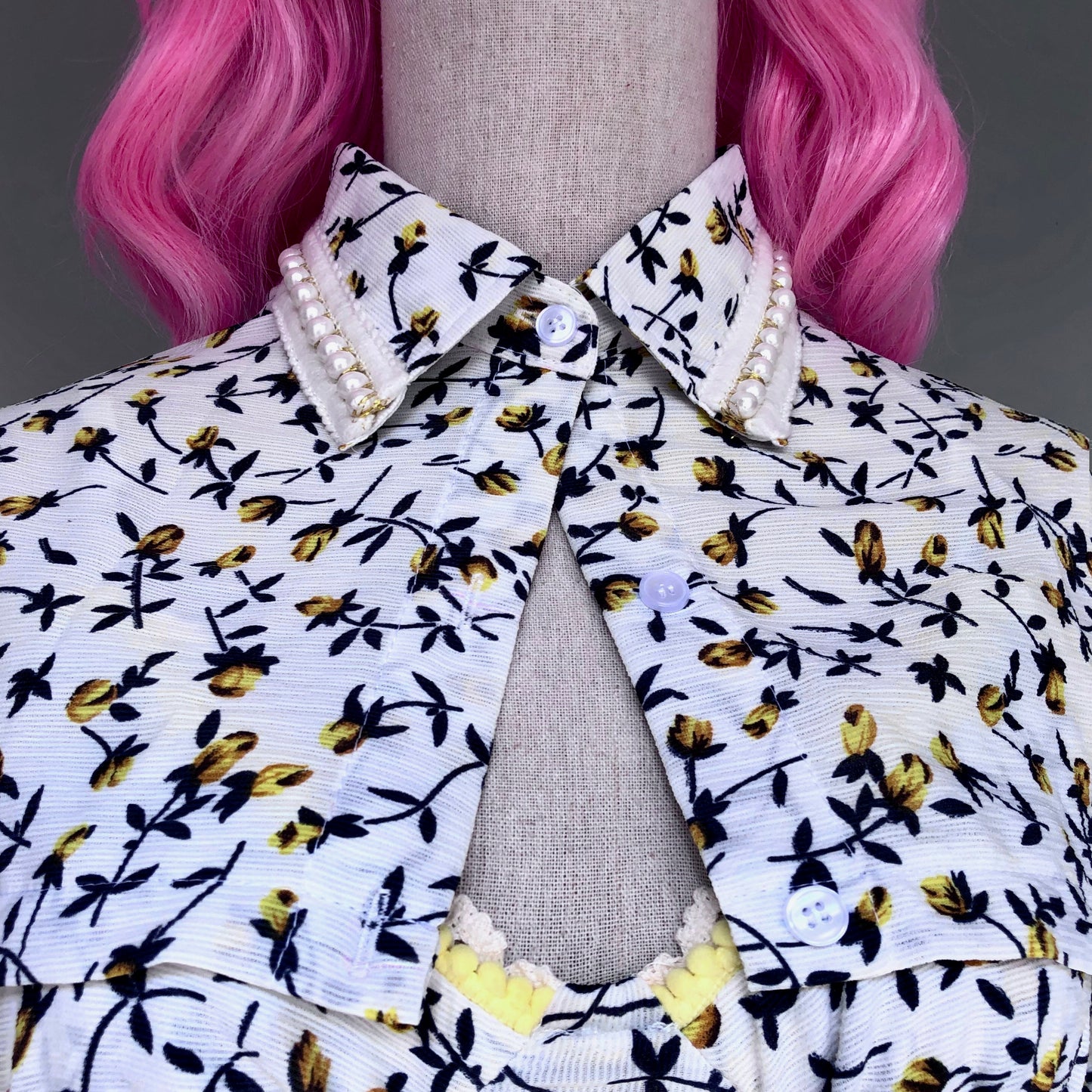 Floral Girl White Mini Flower Print Blouse Dress Set