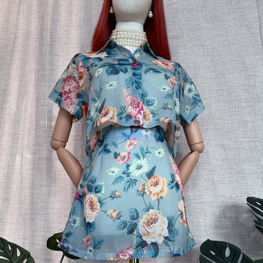 Forest Floral Bae Printed Skirt Top Set