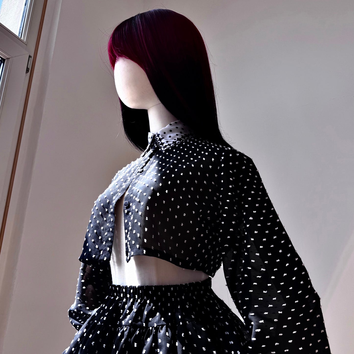 Goth Bae Black And White Polka Dots Skirt Top Set