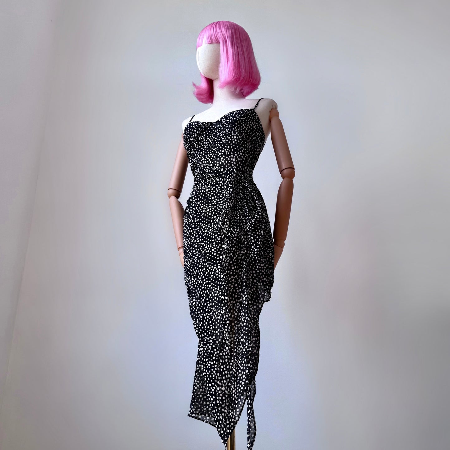 Goth Bae Dotted Layered Printed Black Dress