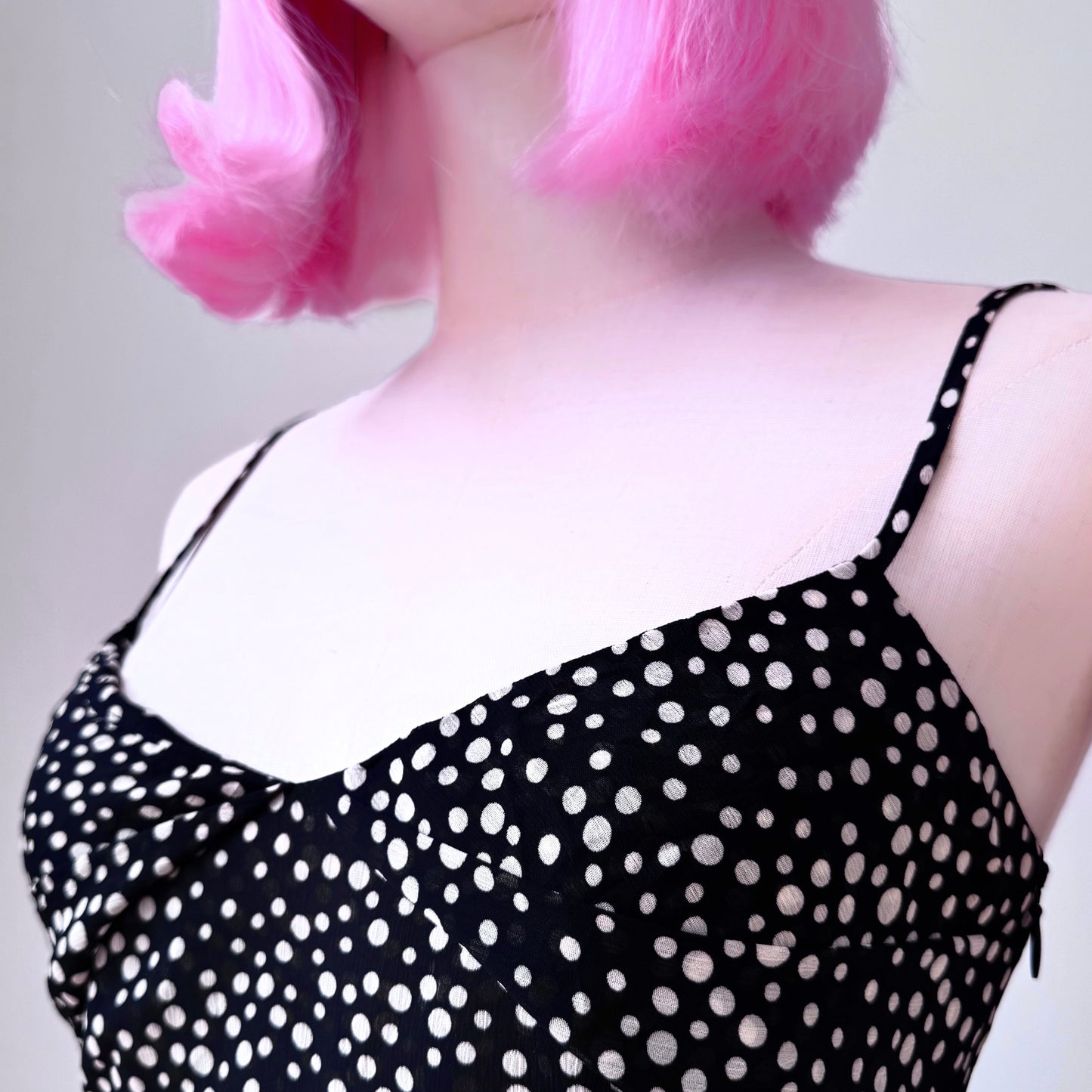 Goth Bae Dotted Layered Printed Black Dress