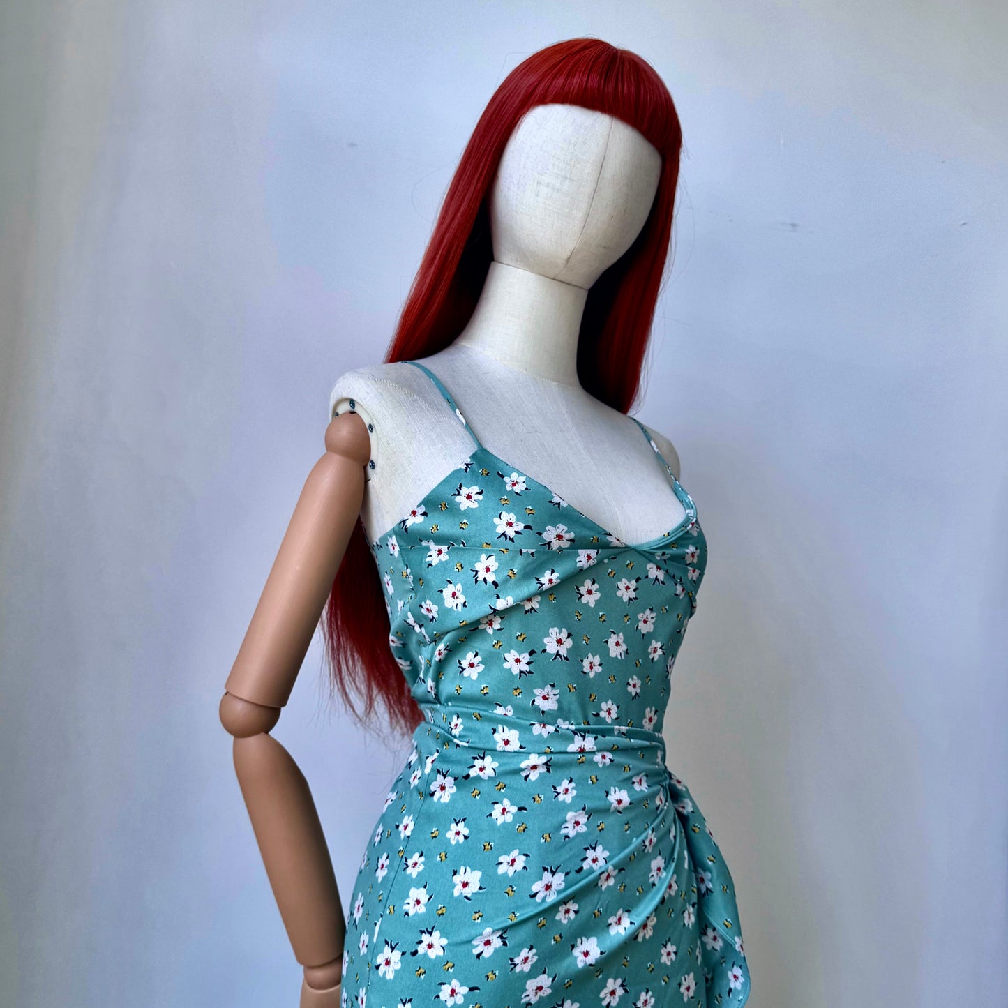 Green Floral Girl Pastel Layered Wrap Dress