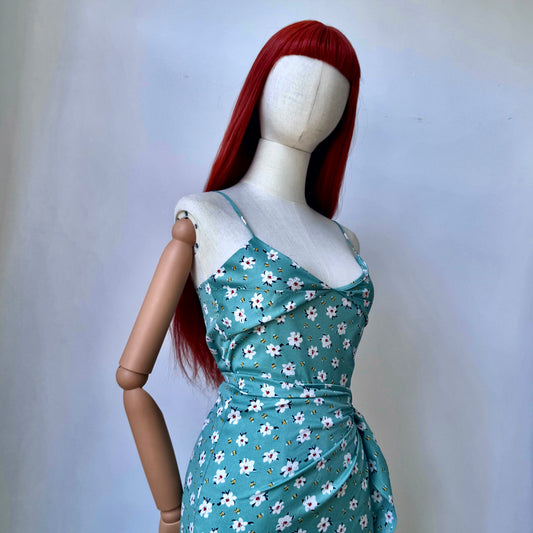 Green Floral Girl Pastel Layered Wrap Dress