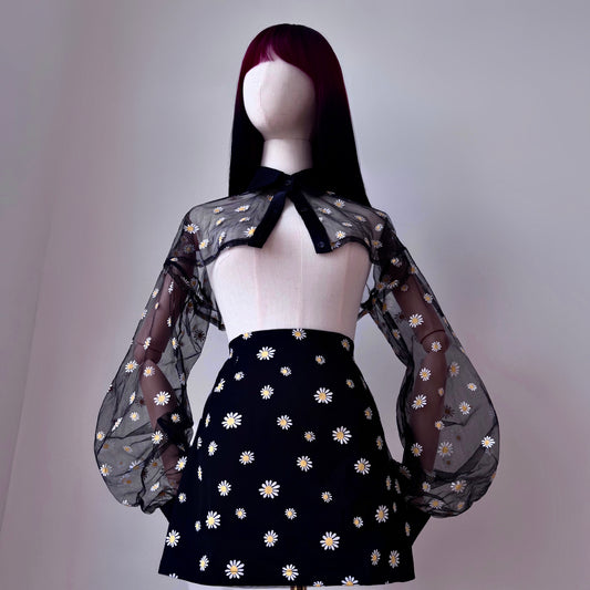 Holy Daisies Black Skirt Crop Shirt Set