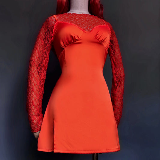 Madame Rouge Orange Satin Mini Dress