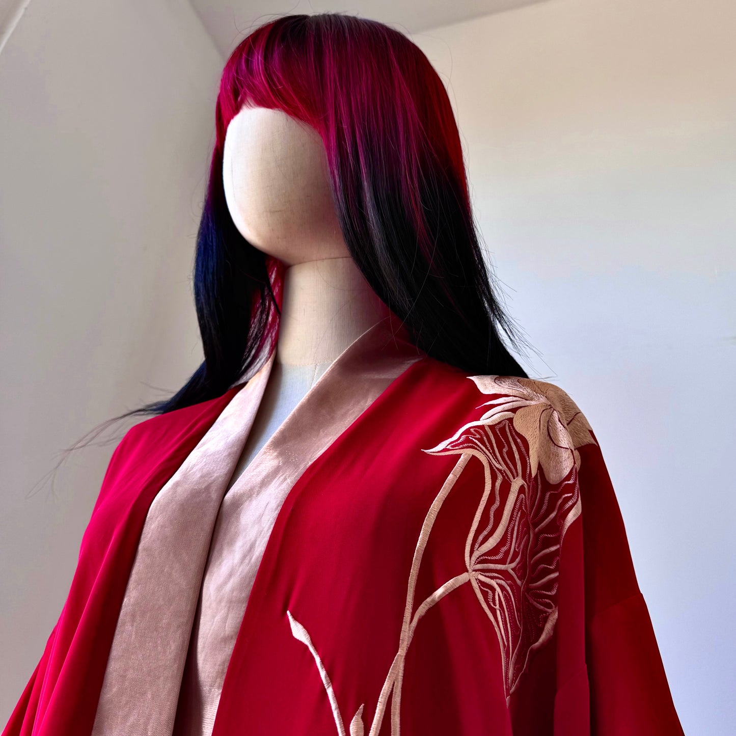Madame Rouge Red With Floral Print Kimono