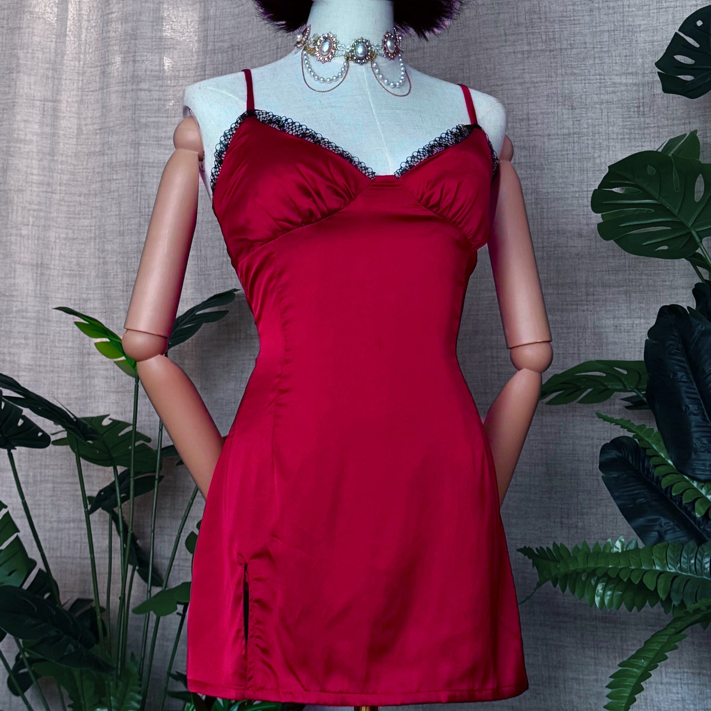Madame Rouge Satin Mini Red Dress