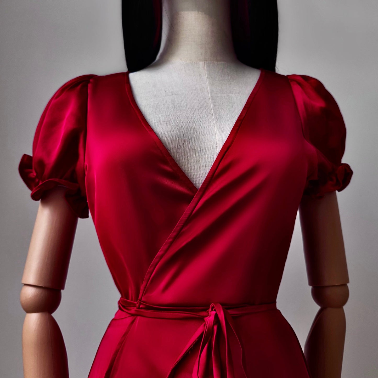 Madame Rouge Satin Red Wrap Dress