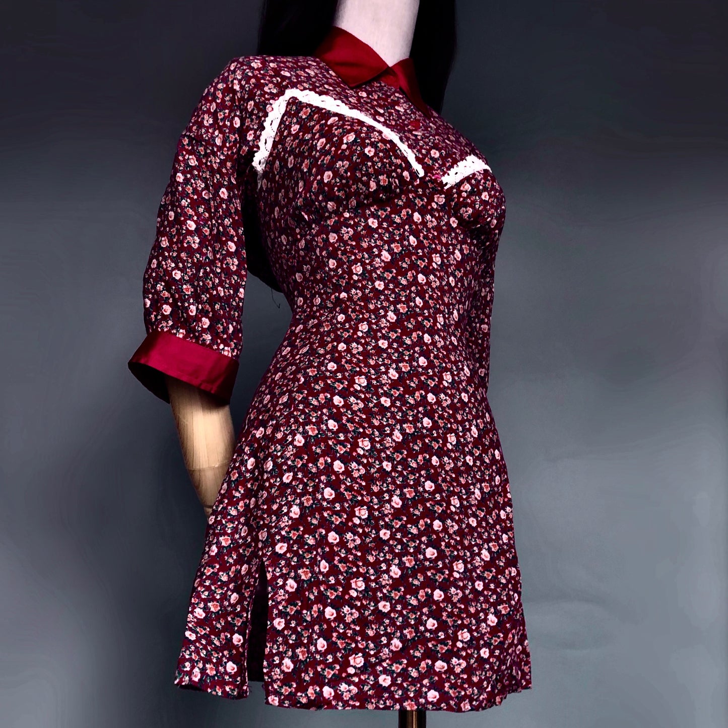 Madame Rouge Wine Red Floral Dress Set