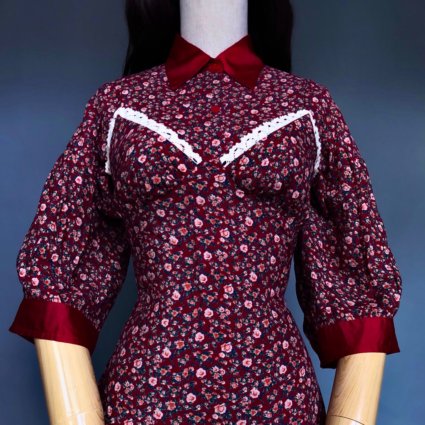 Madame Rouge Wine Red Floral Dress Set