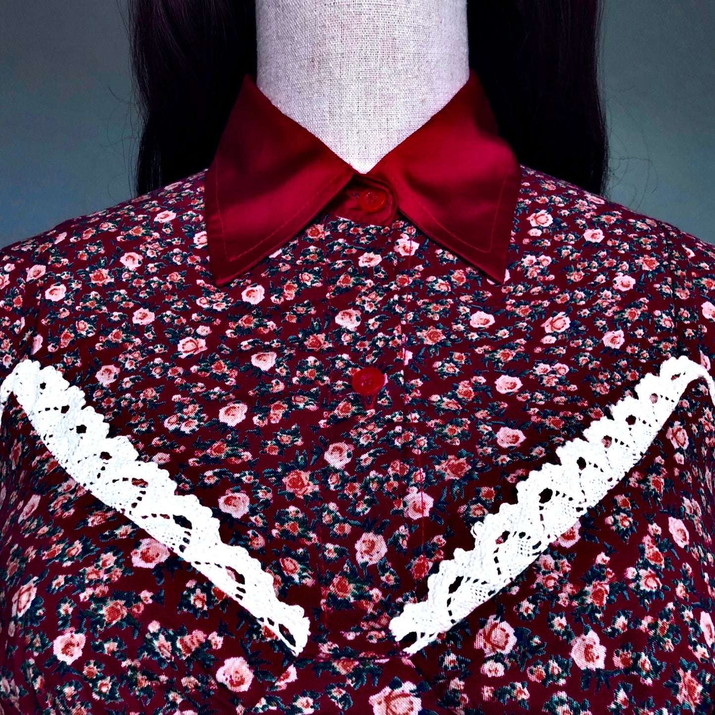 Madame Rouge Wine Red Floral Dress Set