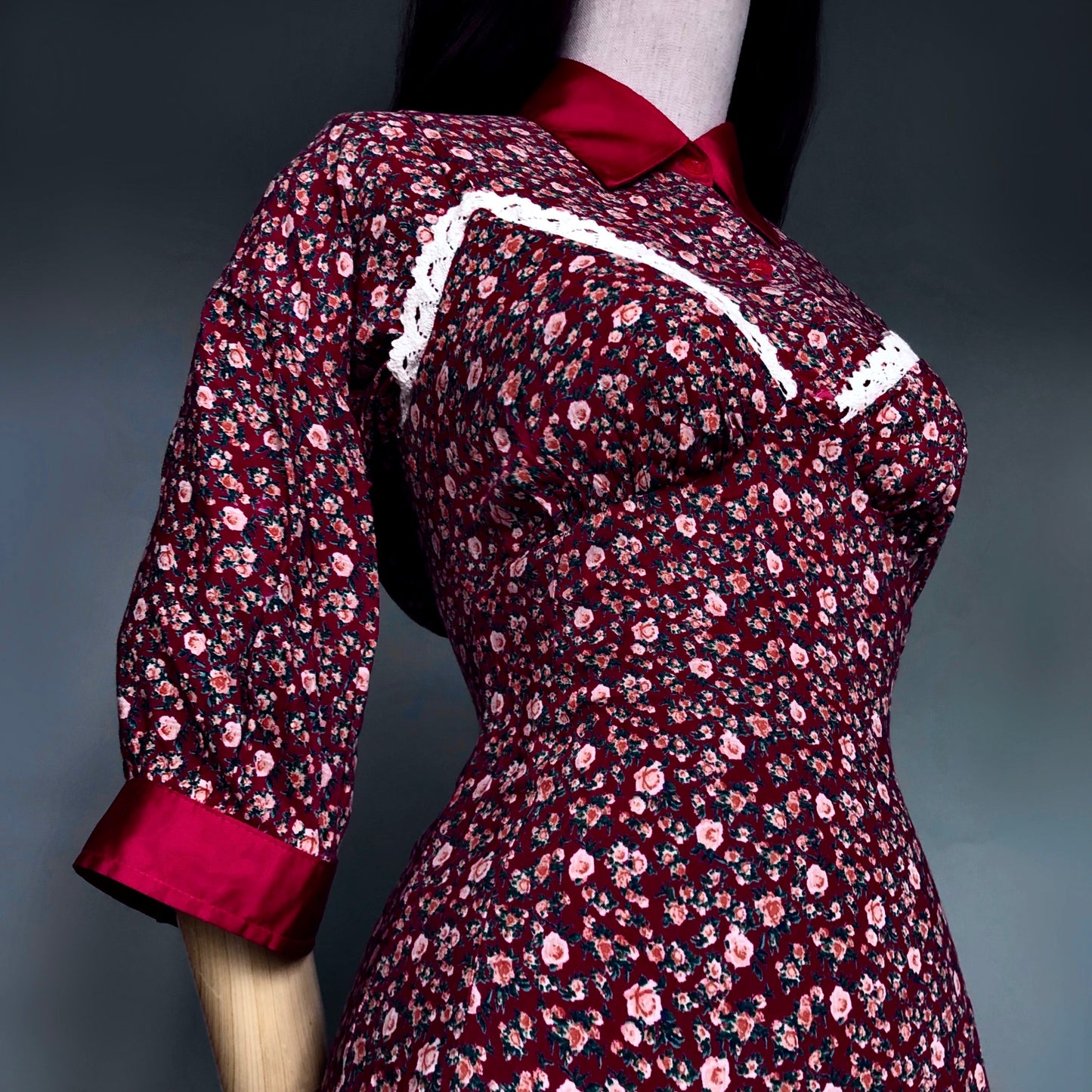 Madame Rouge Wine Red Floral Dress Set