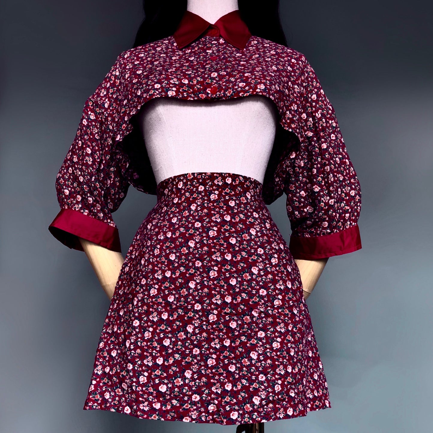 Madame Rouge Wine Red Floral Skirt