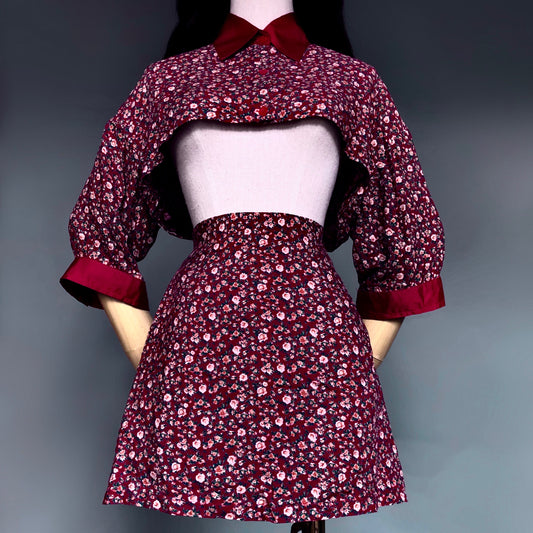 Madame Rouge Wine Red Floral Skirt