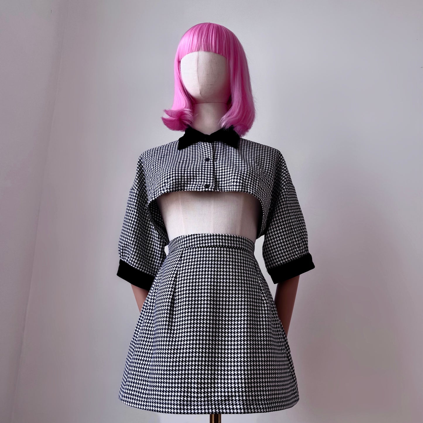 Mean Girl Black And White Plaid Cropped Shirt Skirt Set