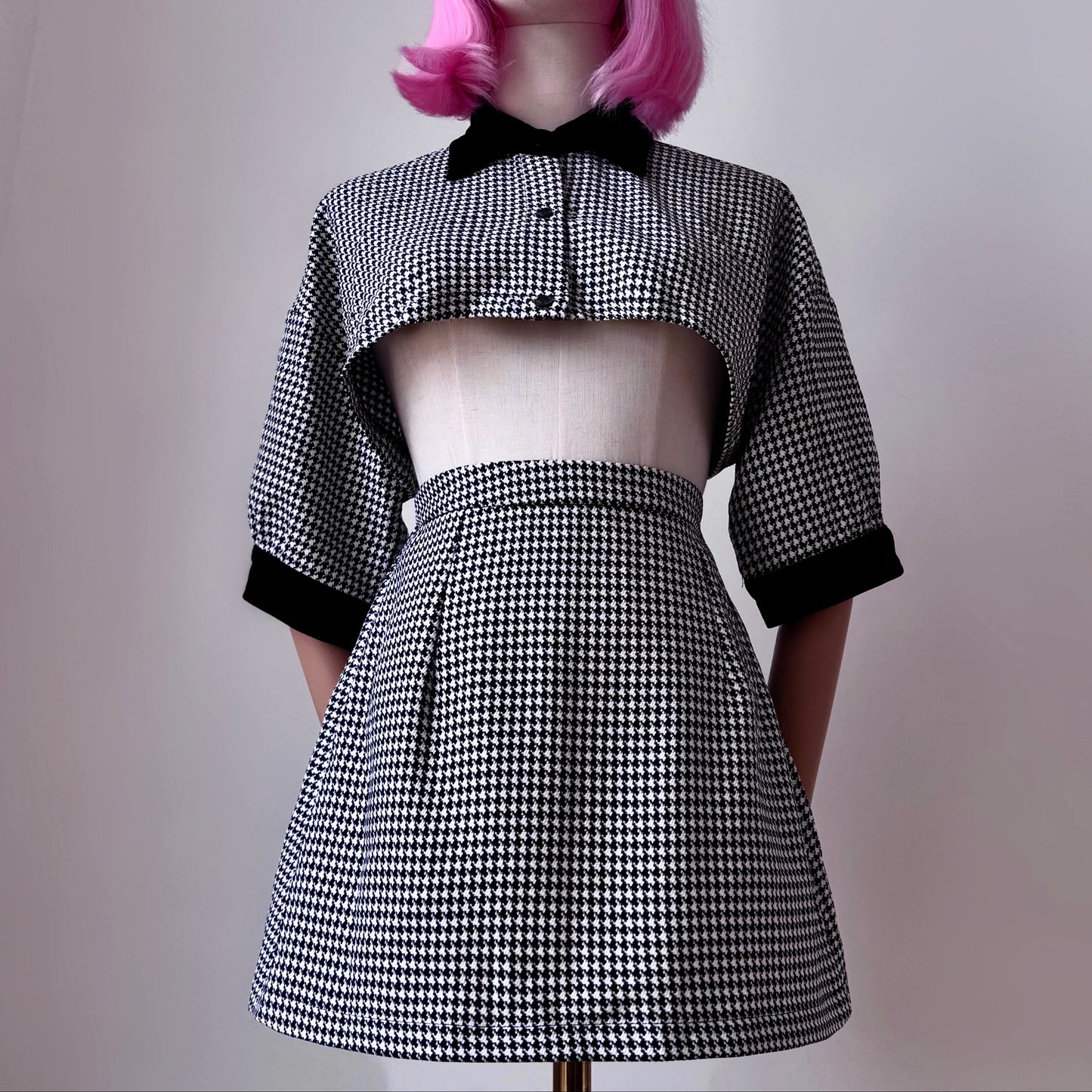 Mean Girl Black And White Plaid Cropped Shirt Skirt Set