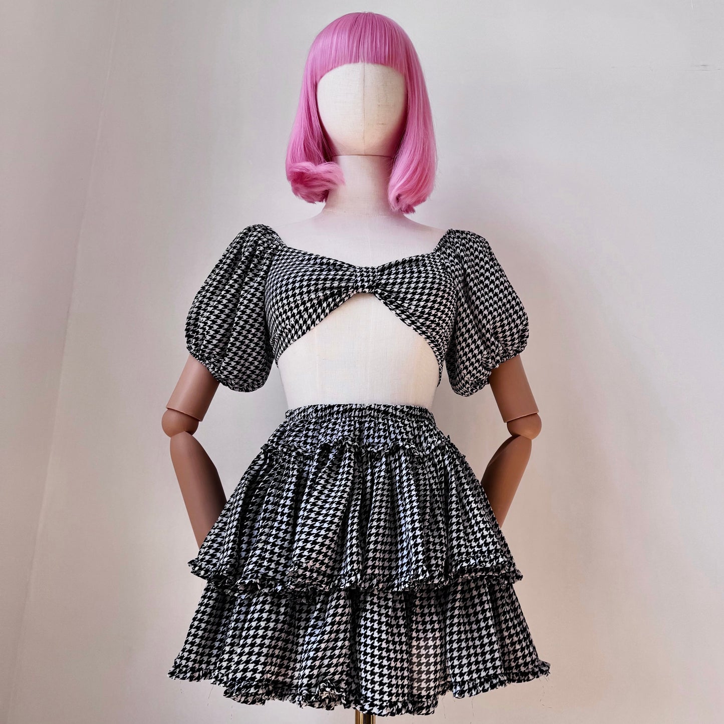 Mean Girl Black And White Puffy Sleeves Two Piece Set