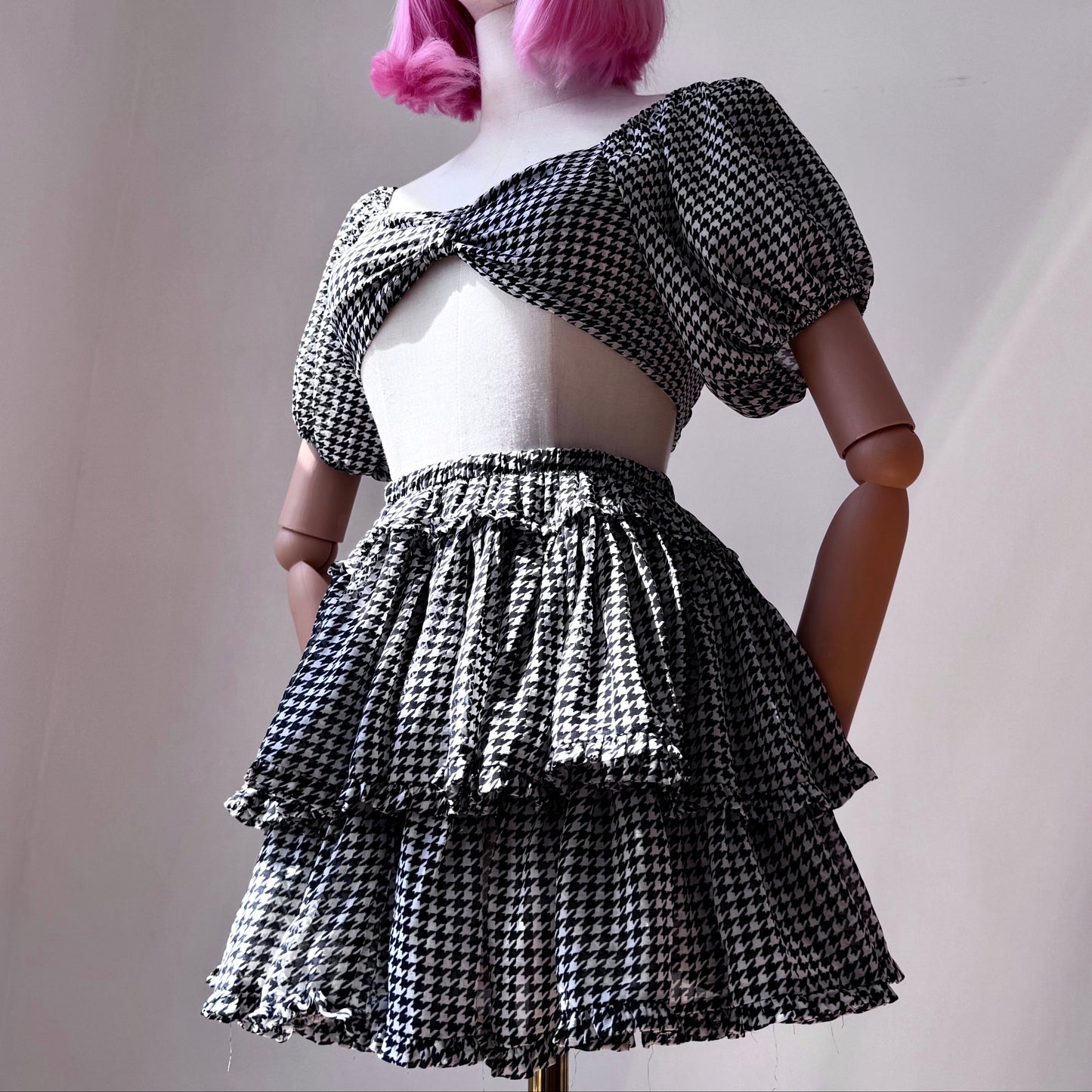 Mean Girl Black And White Puffy Sleeves Two Piece Set