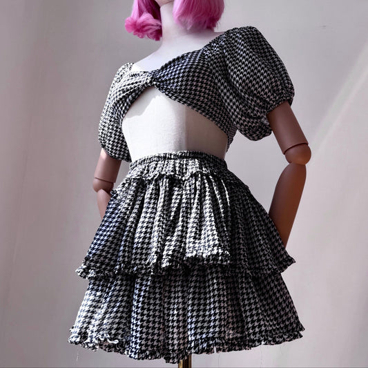 Mean Girl Black And White Puffy Sleeves Two Piece Set