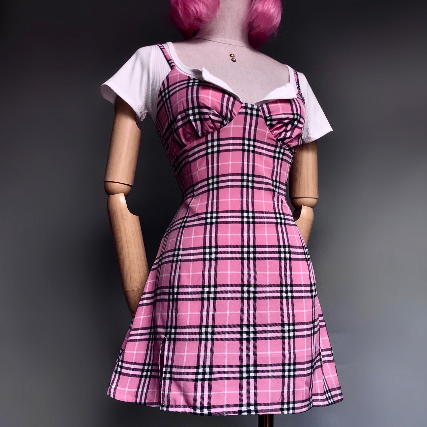 Mean Girl Pink Black Plaid Dress