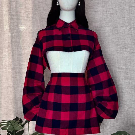 Mean Girl Red Plaid Skirt Top Set