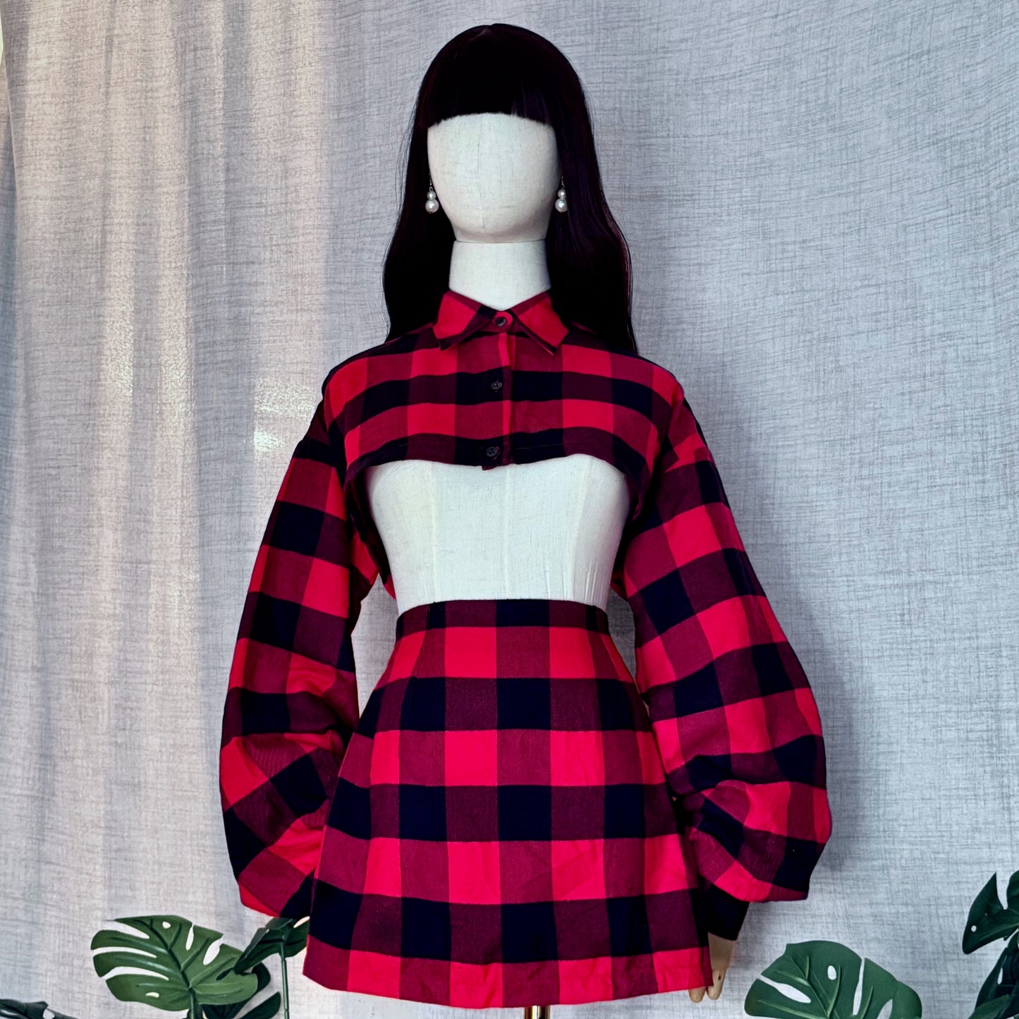 Mean Girl Red Plaid Skirt Top Set