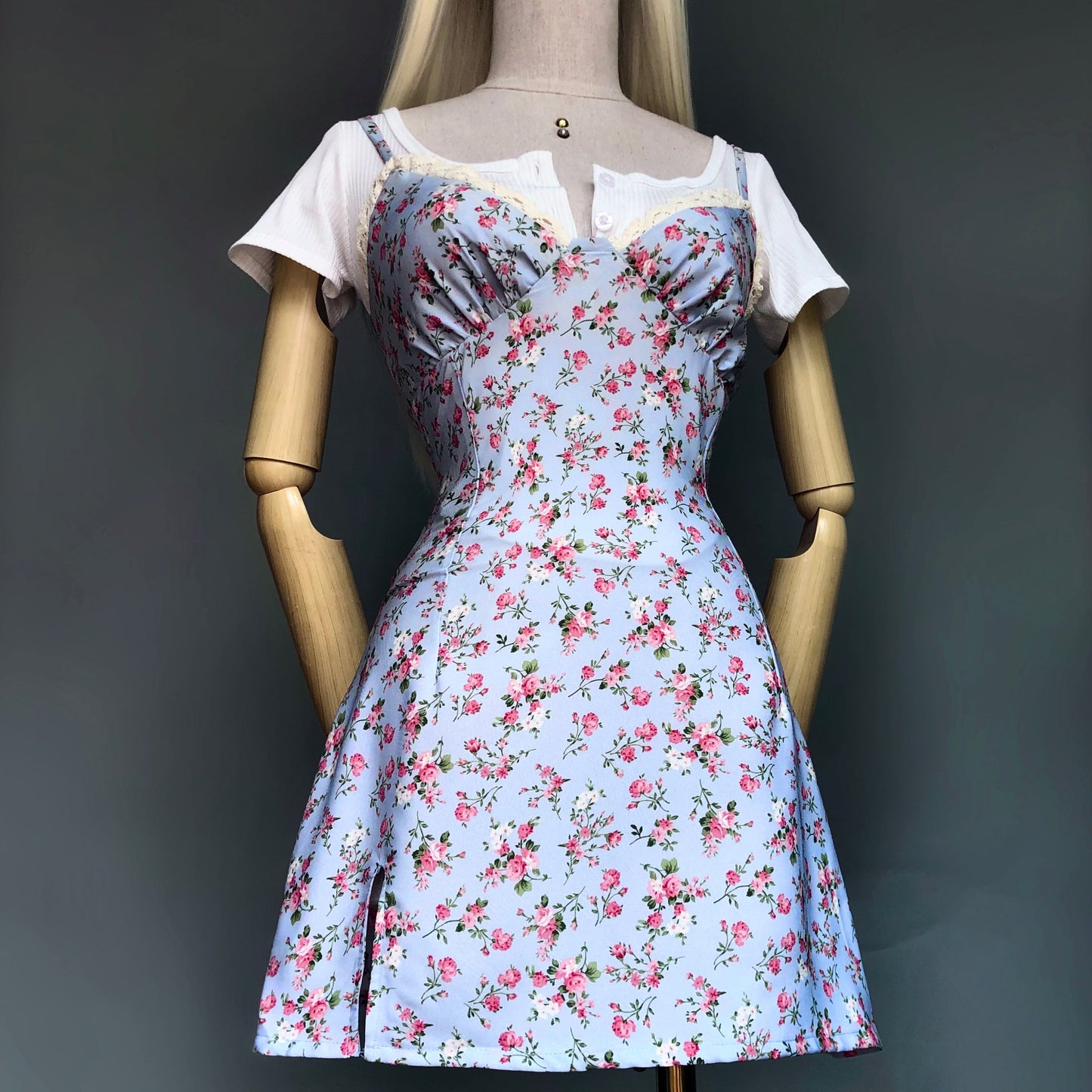 Pastel Blue Floral Girl Dress