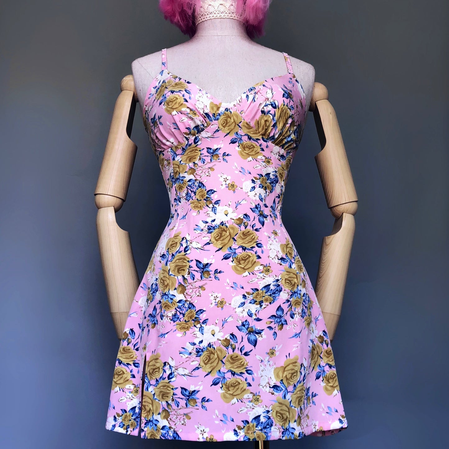 Pastel Pink Yellow Floral Girl Dress