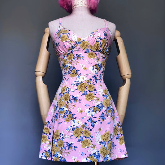 Pastel Pink Yellow Floral Girl Dress