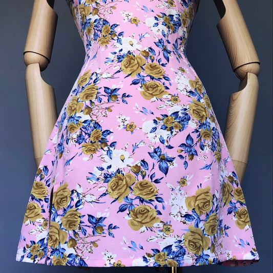 Pastel Pink Yellow Floral Girl Dress