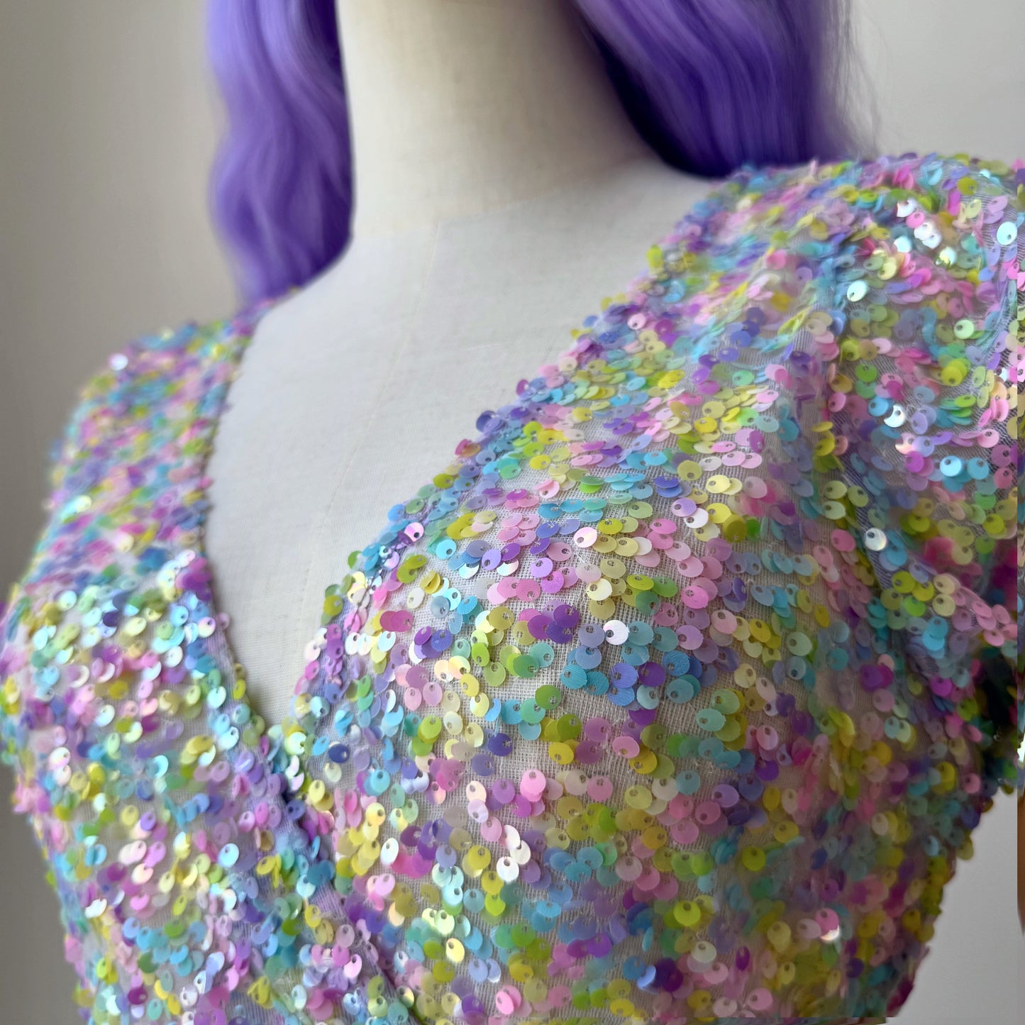 Pastel Rainbow Sequined Wrap Dress