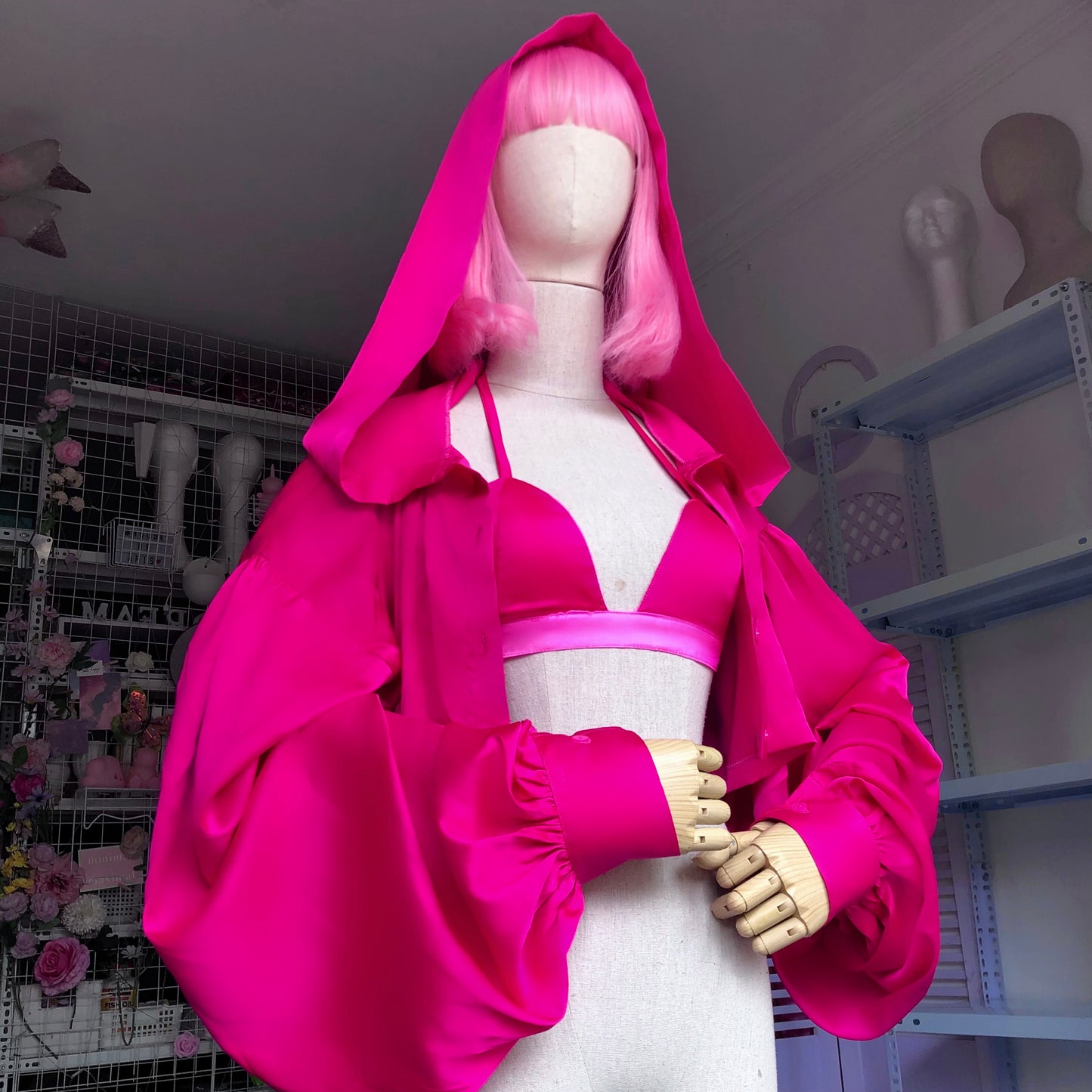 Pink Goblin Princess Hooded Satin Blouse