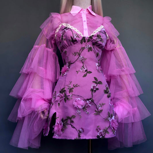 Pink Origami Floral Girl Dress Set