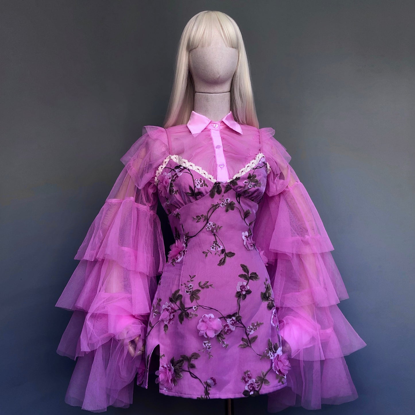 Pink Origami Floral Girl Dress Set