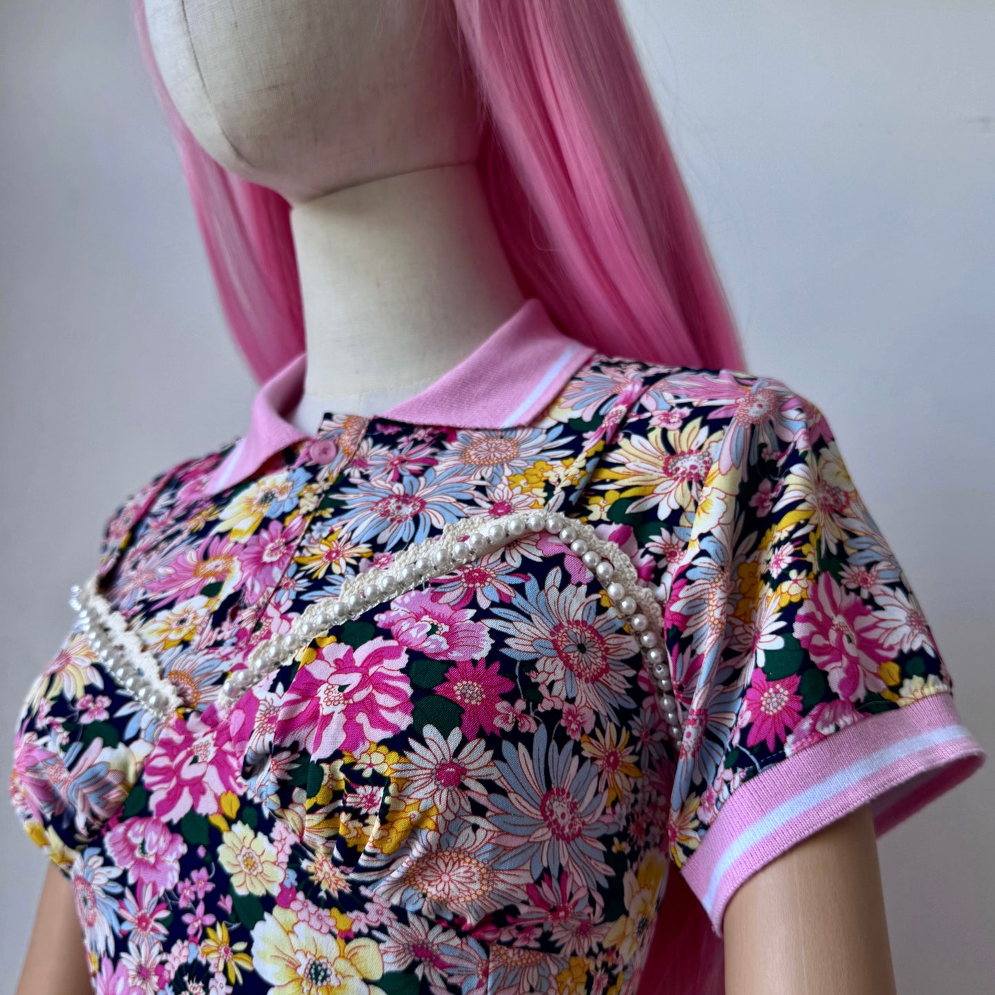 Princess Mononoke Pink Floral Girl Dress Polo Set