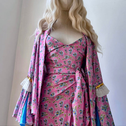 Rococo Floral Bae Wrap Dress Blouse Set