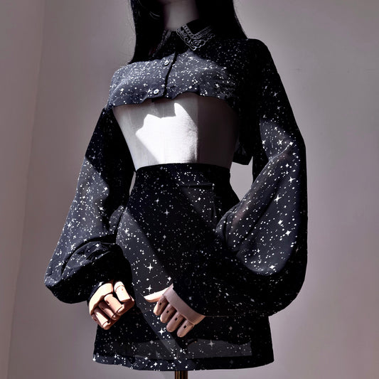 Space Bae Black 2 Piece Stars Print Set