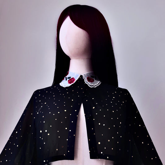 Space Bae Black And Gold Mesh Skirt Top Set
